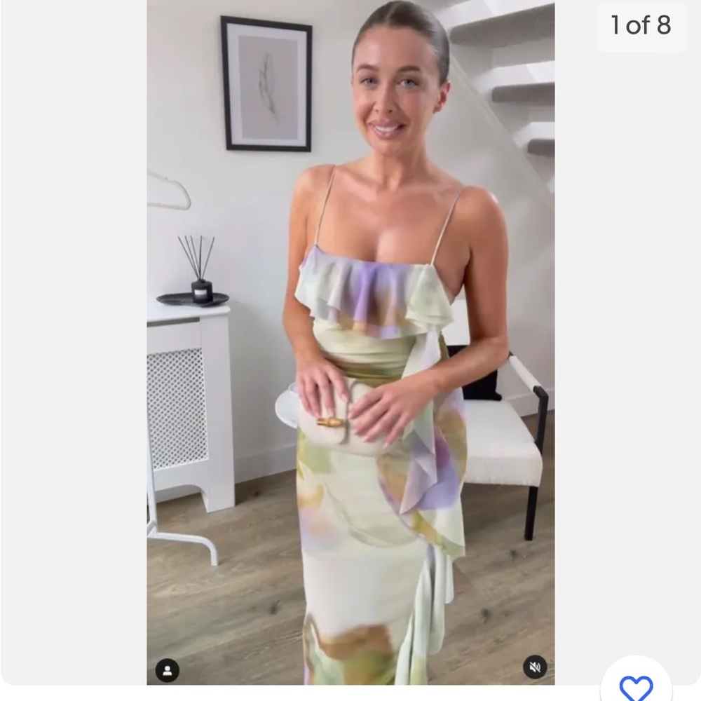 Green purple Tie dye tulle Zara summer dress - Picture 2 of 11